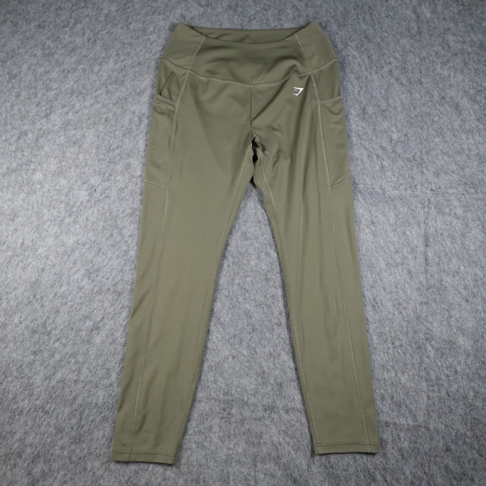 Gymshark Leggings Womens Large Green Dusty Olive Pocket High‎ Waisted Training
